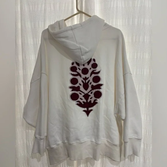 Like New Free People Movement sprint to Finish Logo Ivory Hoodie size M - Picture 4 of 6